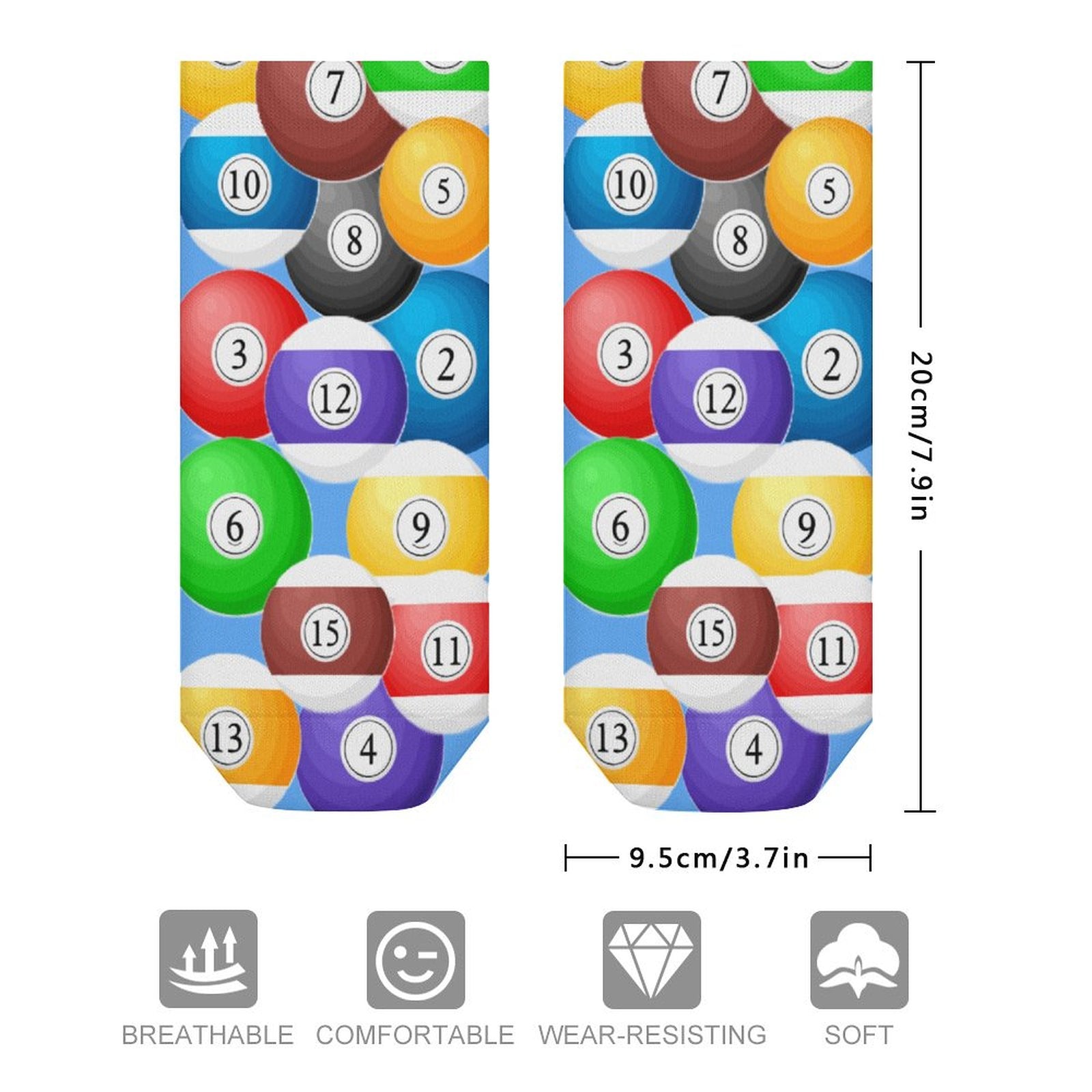 Pool Ball Collection Unisex Crew Socks - One Size