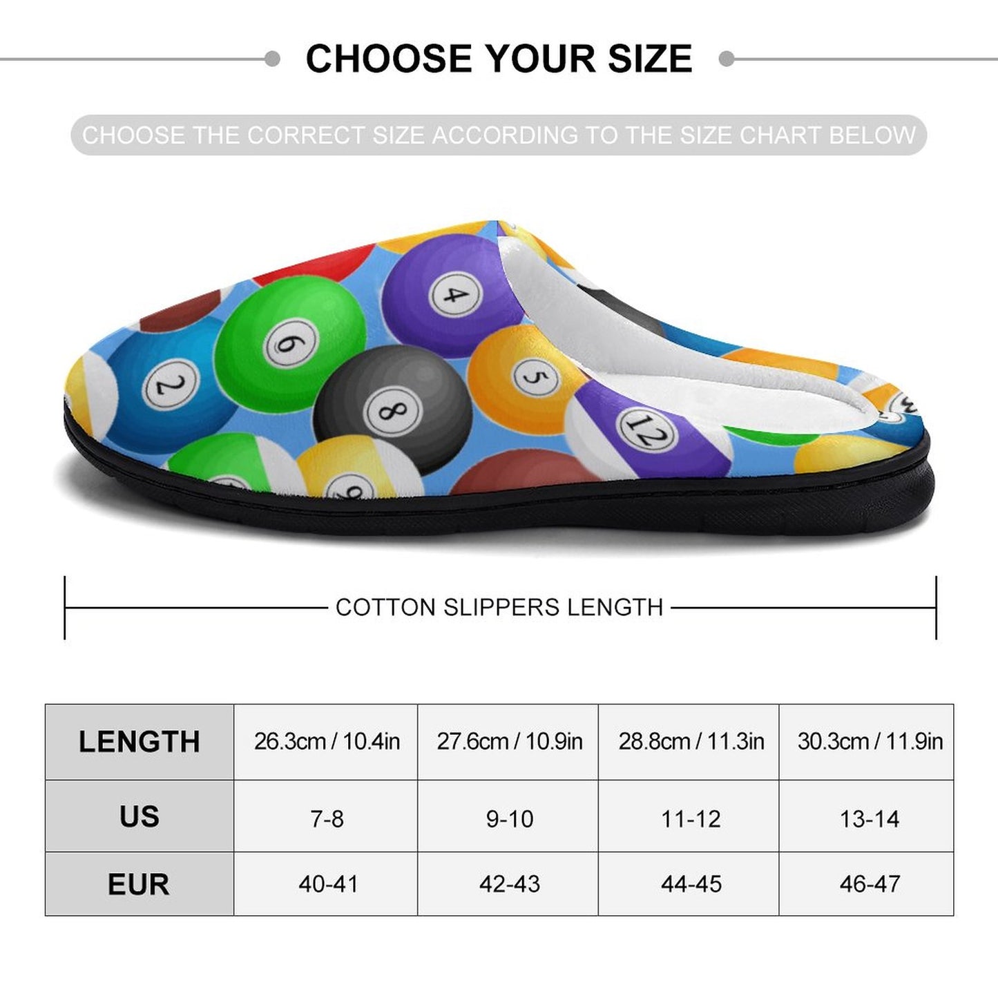 Pool Balls Cotton Men's Slippers – Comfortable Indoor House Slippers