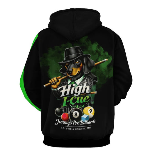 High I-Cue MN  Cool Unisex Hoodie with Double-layer Cap and Green Stripe On Sleeve