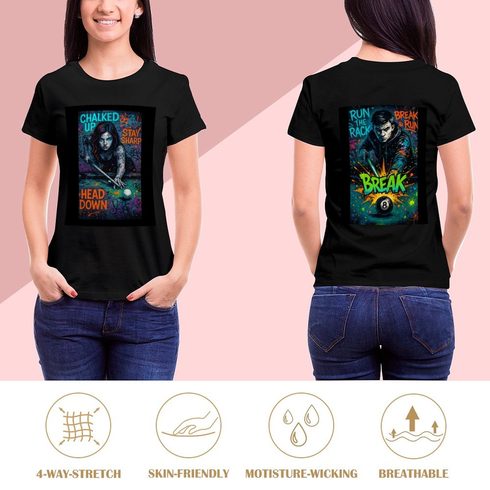 Chalked Up Women's Graphic Tees - Front and Back Graphic