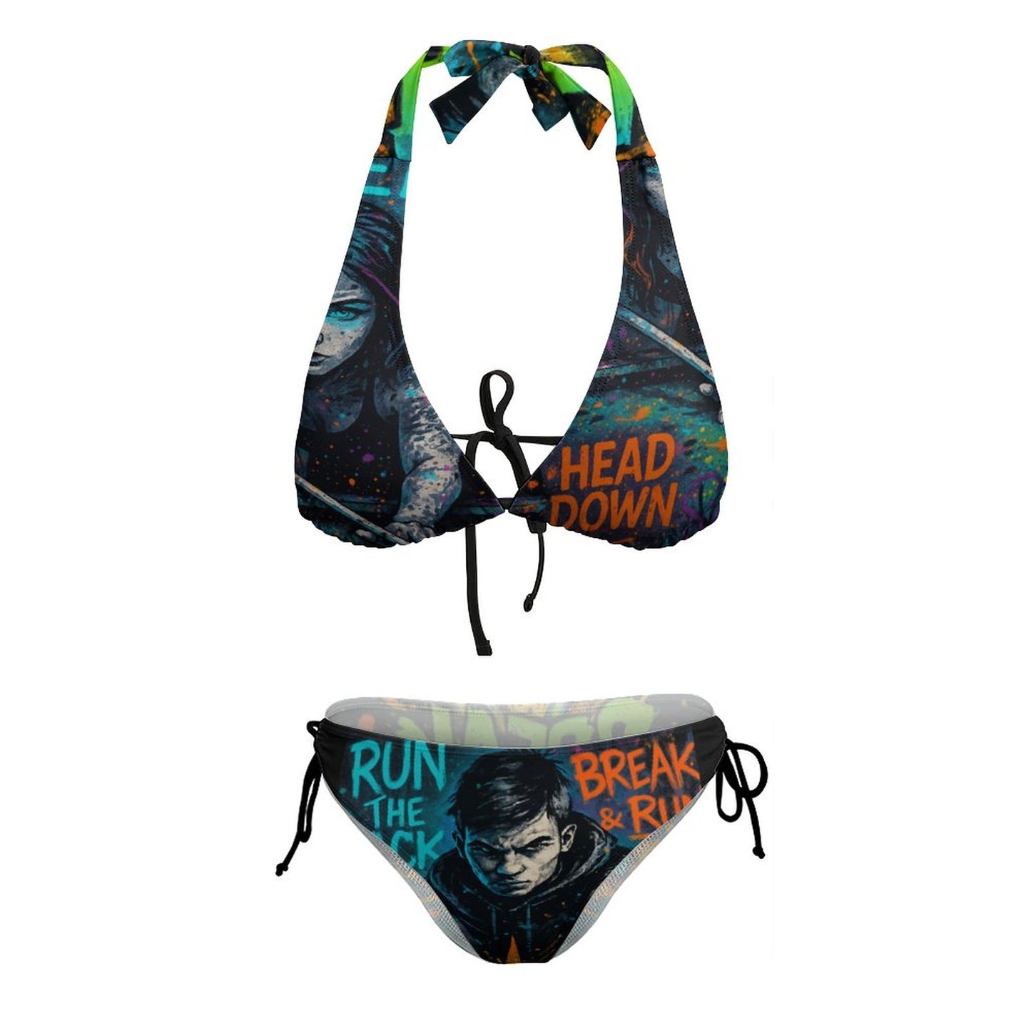 Chalked Up Two Piece Halter Swimsuit