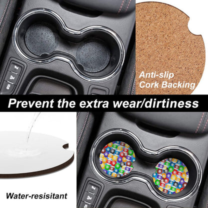 Poolball Wooden Car Coaster – Cup Holder Protector Set