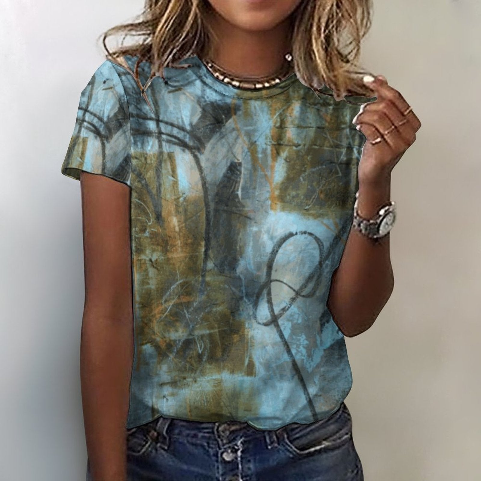 DTG 190gsm Cotton Summer Short Sleeve T-Shirts for Women(All-Over Printing)