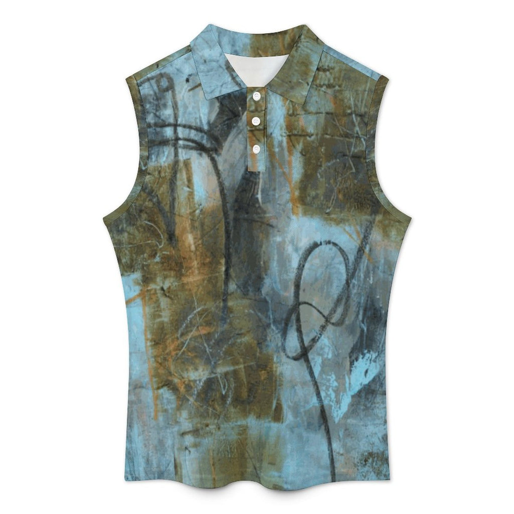 140gsm Women's Sleeveless Polo Shirt(All-Over Printing)