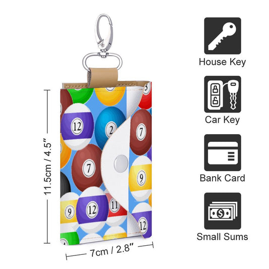 Leather Key Holder Pouch – Pool Balls Collection