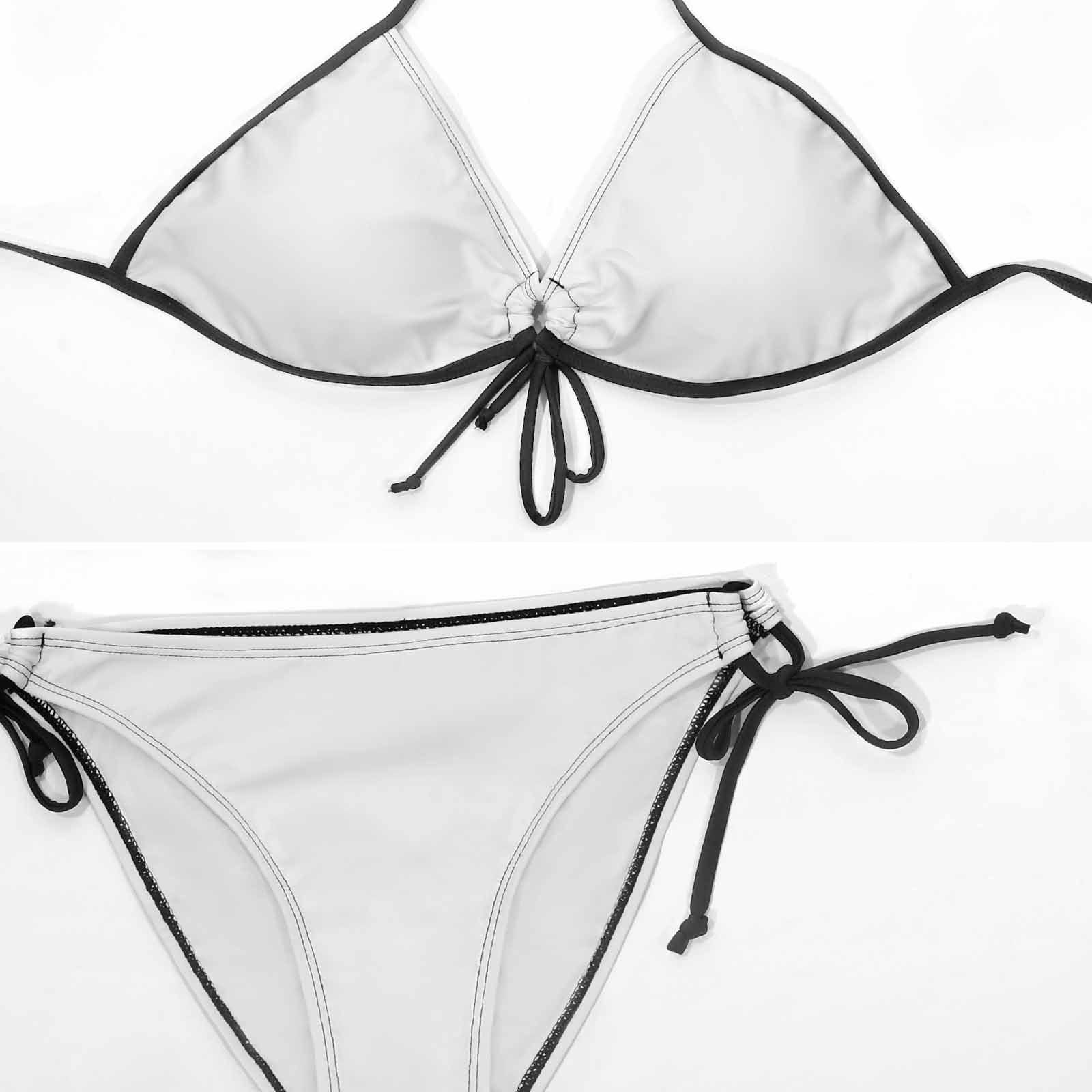 Plus Size Halter Tie Front Bikini Set(All-Over Printing)