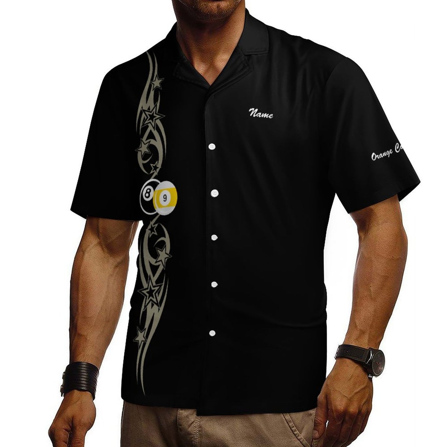 Cue-Tastic Team Shirt - Men's Cotton Cuban Collar Short Sleeved Shirt