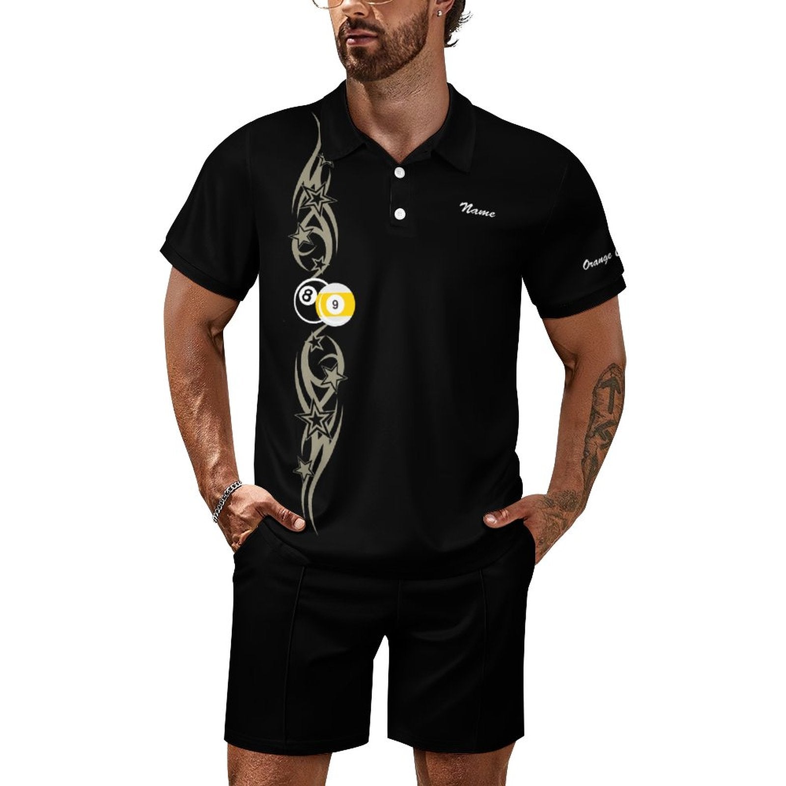 Cue-Tastic Team Shirt - Men's Short Sleeved Polo Shirt and Short Set