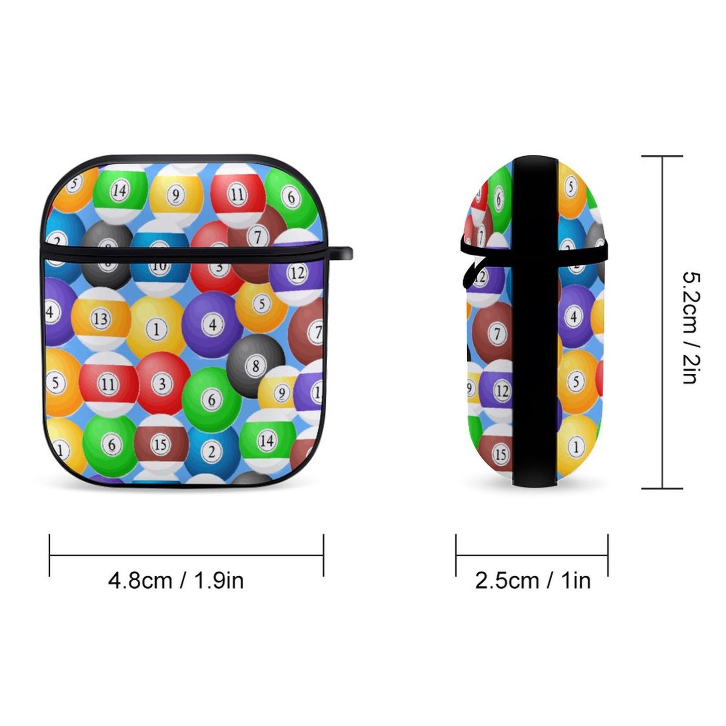 Poolballs AirPods Case – Protective PC Cover with Keychain (AirPods 1 & 2)