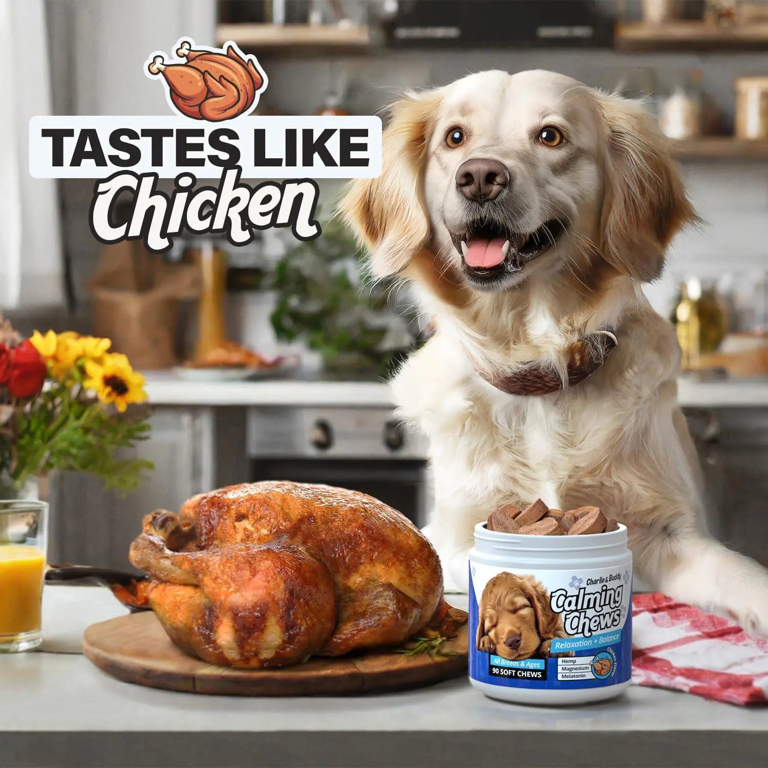 Dog Calming Chews 90 Pcs Chicken Flavor