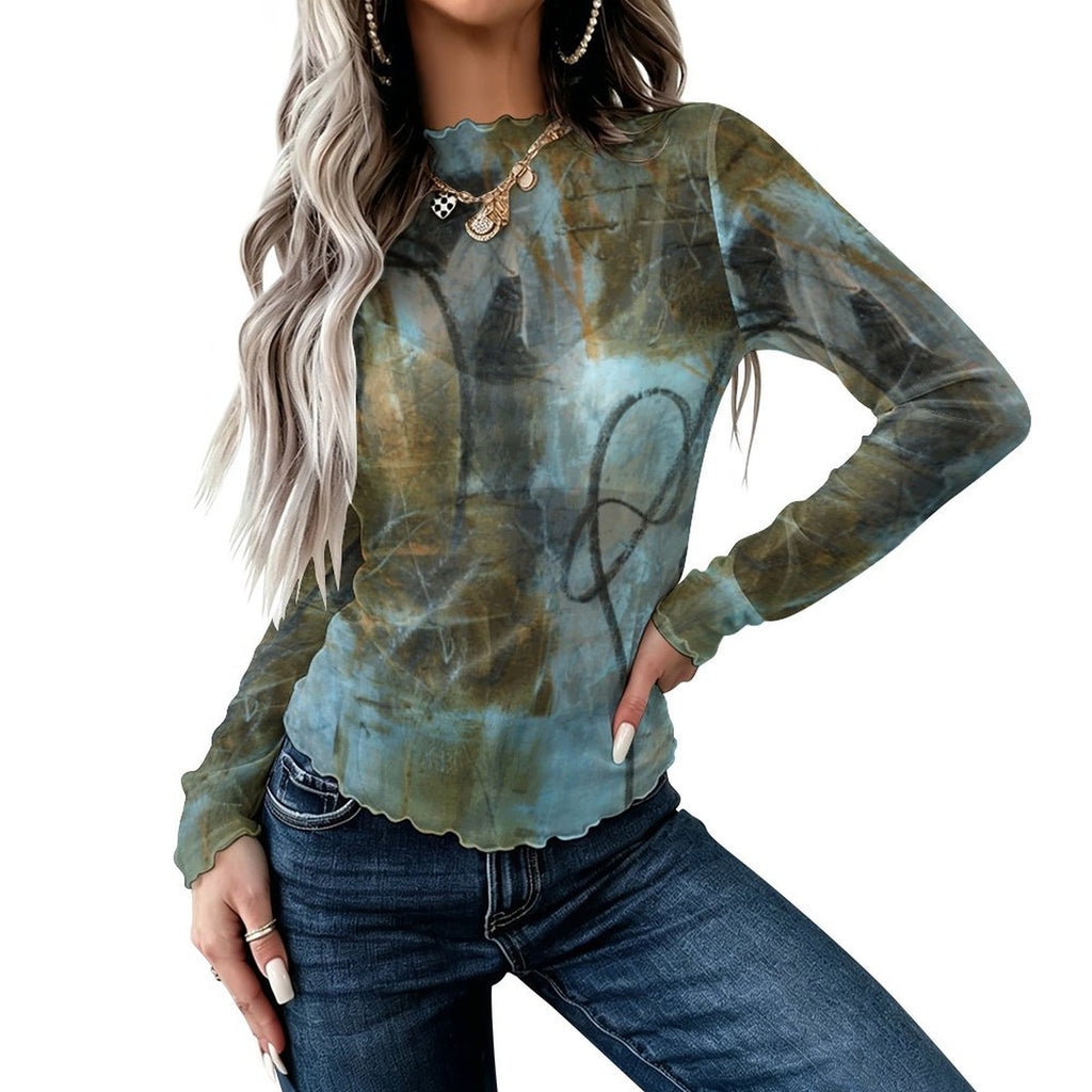 100gsm High Neck Mesh Top For Women(All-Over Printing)