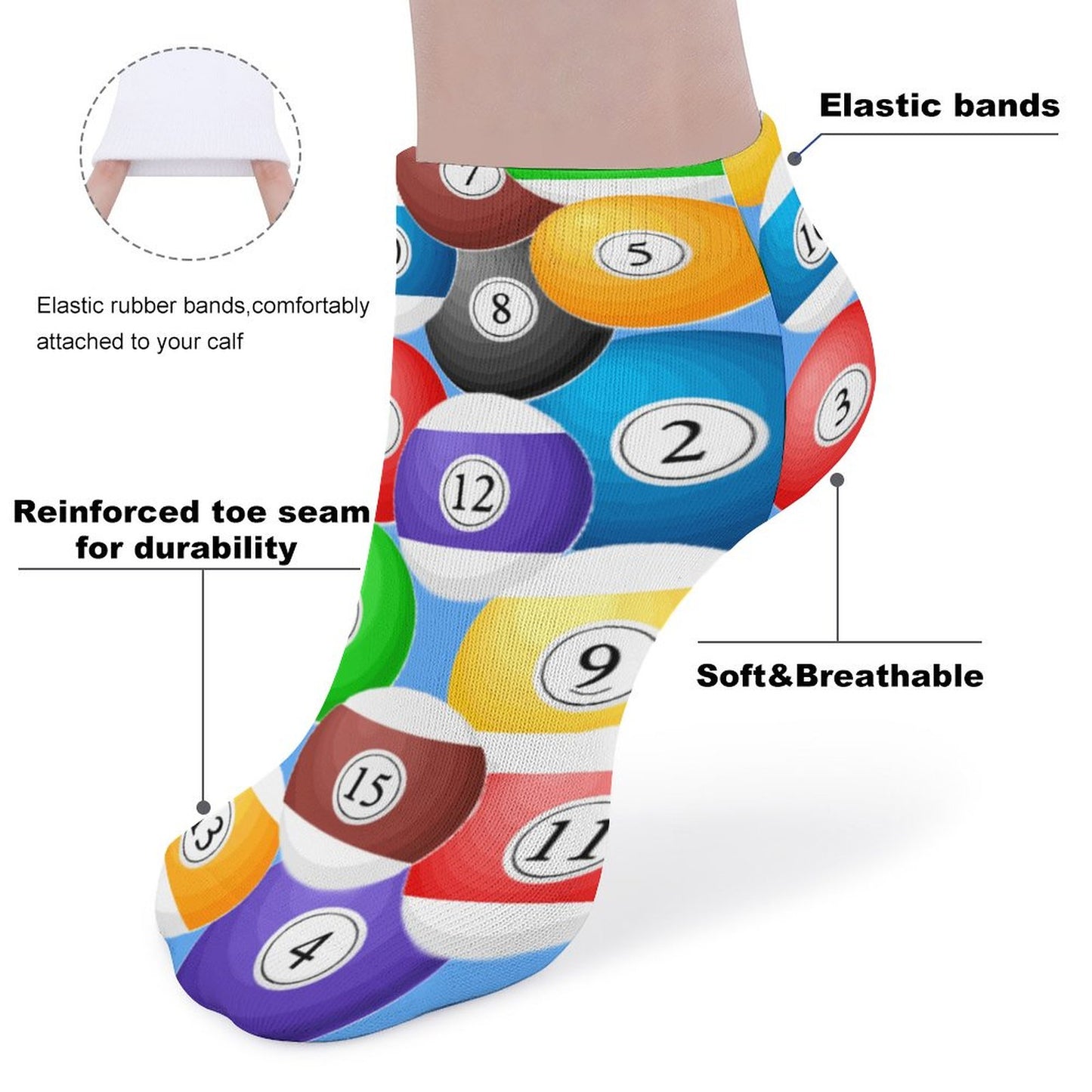 Pool Ball Collection Unisex Crew Socks - One Size