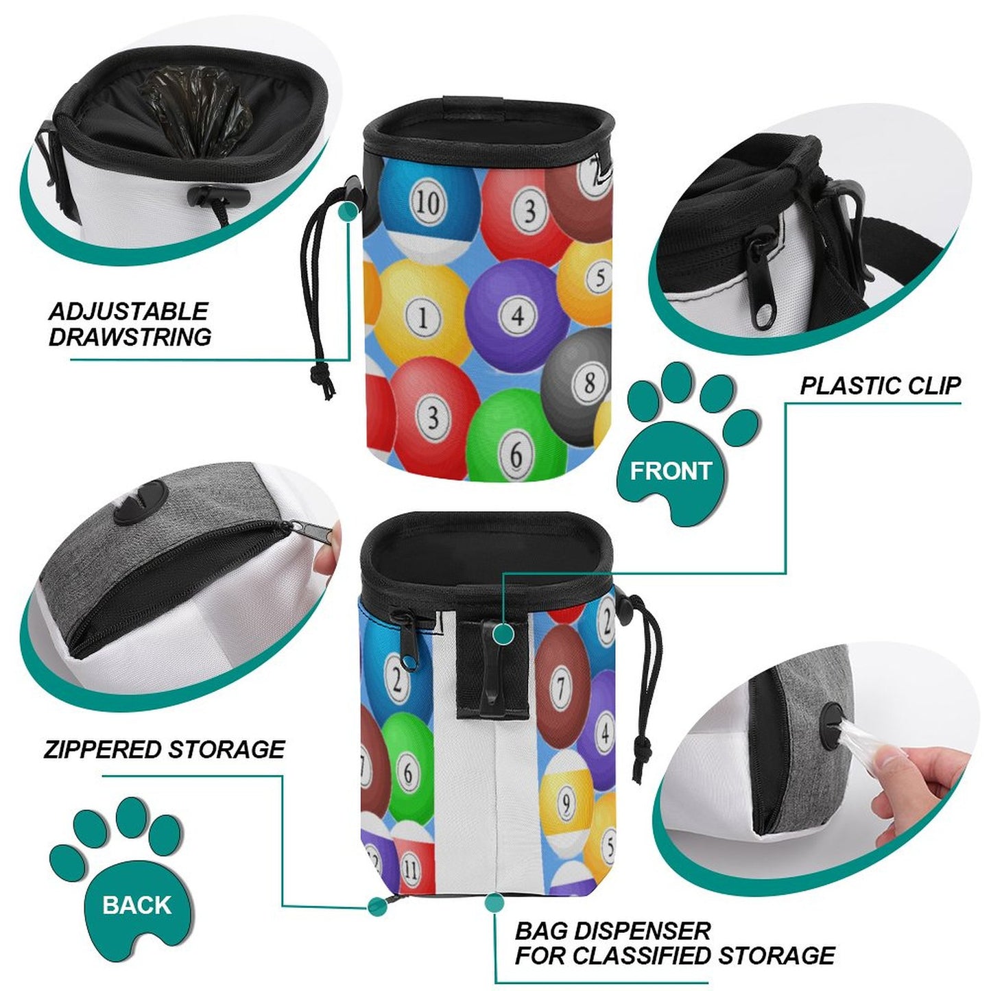 Pool Balls Collection: Dog Treat Training Bag