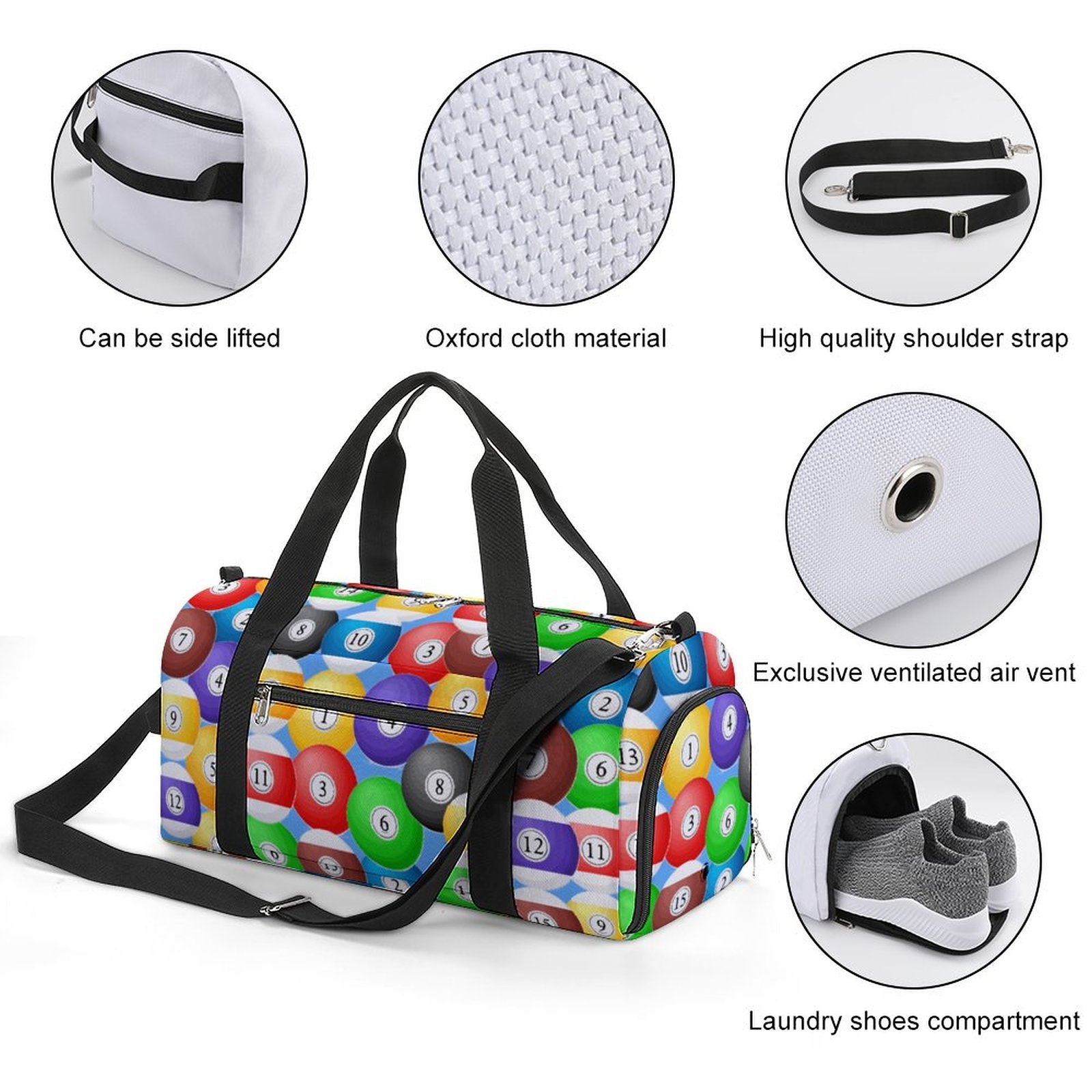Pool Balls Collection: Gym bag Large Capacity Sports Duffel
