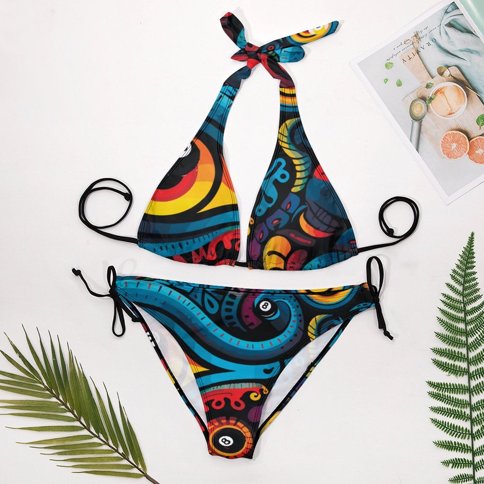 Two Piece Halter Swimsuit(All-Over Printing)