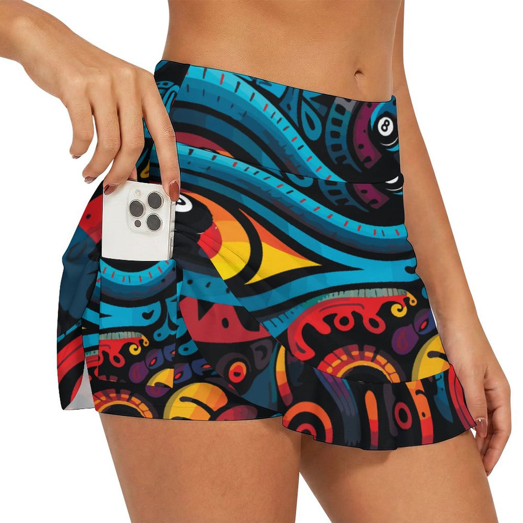 180gsm Ruffled Yoga Skort with Pockets(All-Over Printing)
