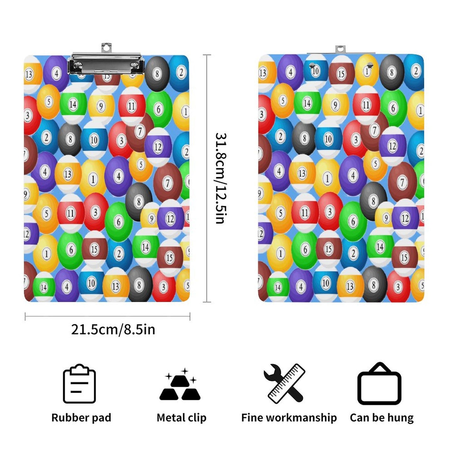 Pool Balls Collection: Acrylic Clipboard (A4)