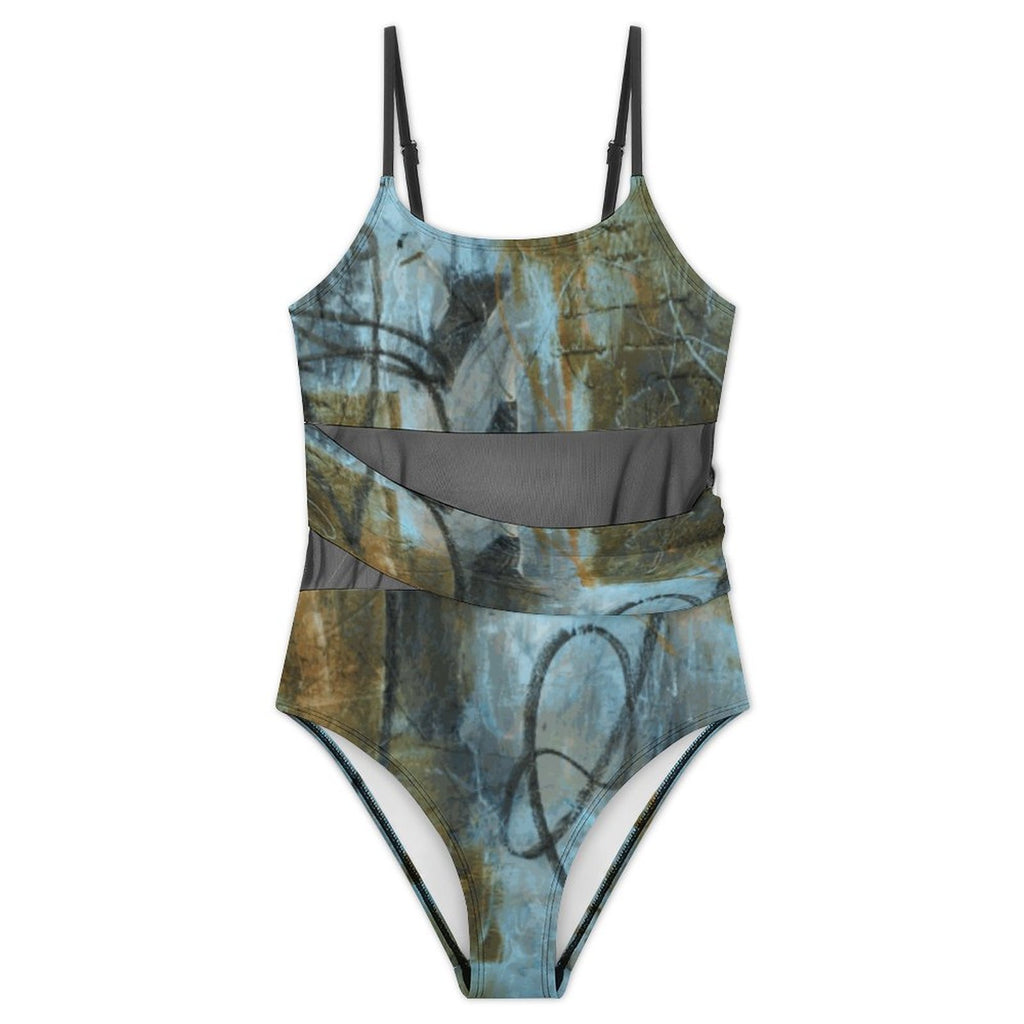 190gsm Mesh Splicing One-Piece Swimsuit(All-Over Printing)