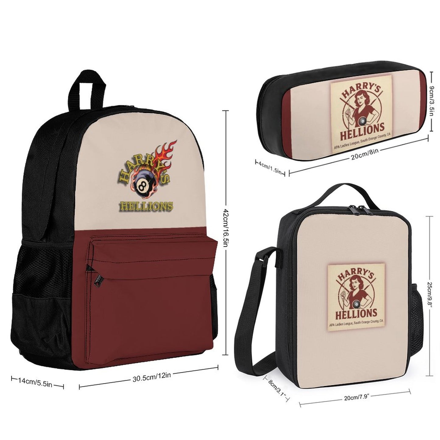 Set of 3 Bags (Shoulder Bag Lunch Bag & Pencil Pouch)