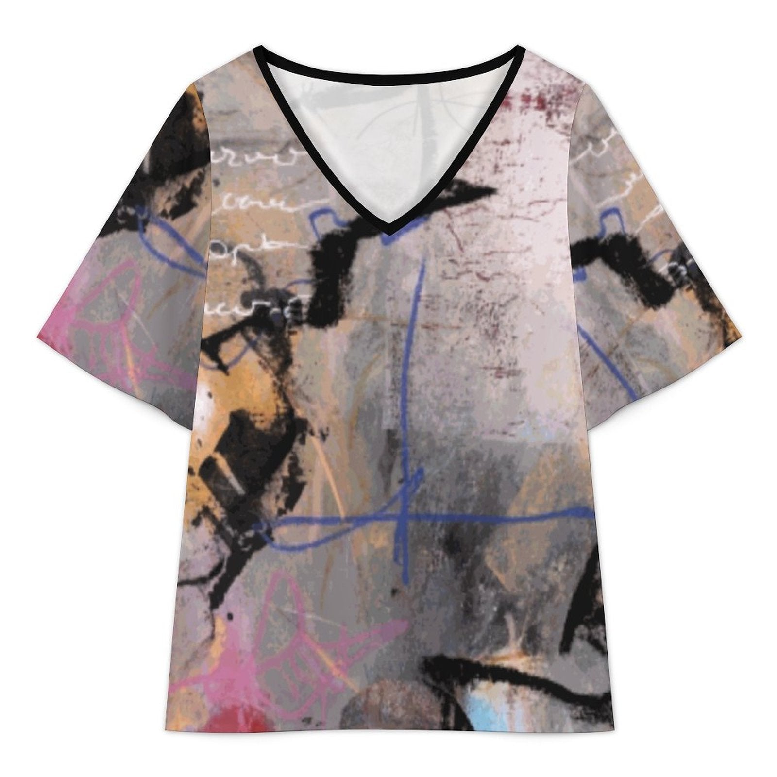 City Collection - Women's V-Neck Cold Shoulder Ruffled Sleeve Top