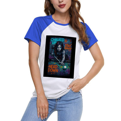 Chalked Up – Women’s Pool Player Graphic Raglan Tee