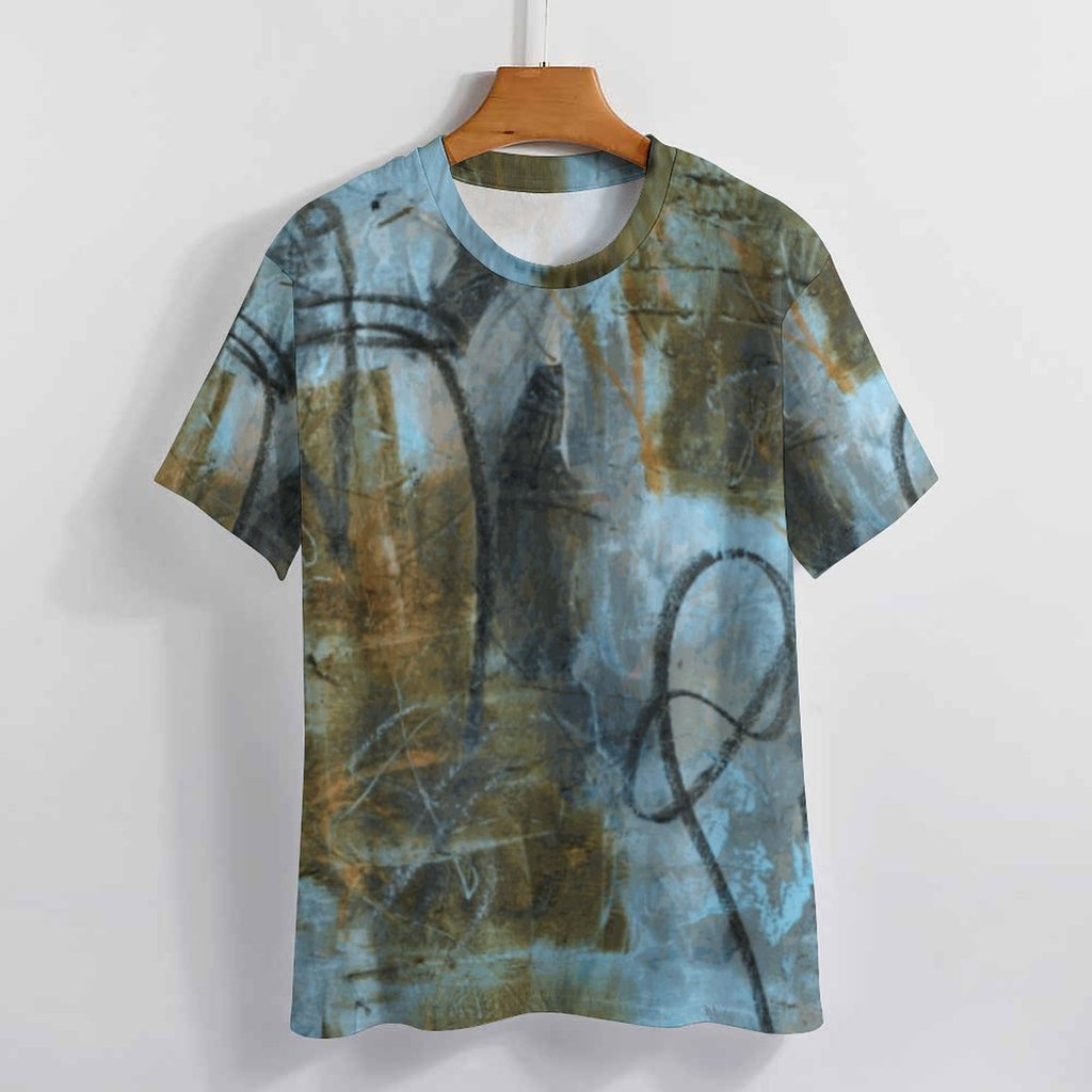 Blue Felt Women's Cotton Crew Neck T-Shirt