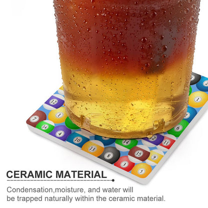 Poolball Square Ceramic Coaster – Cork-Backed Drink Coaster