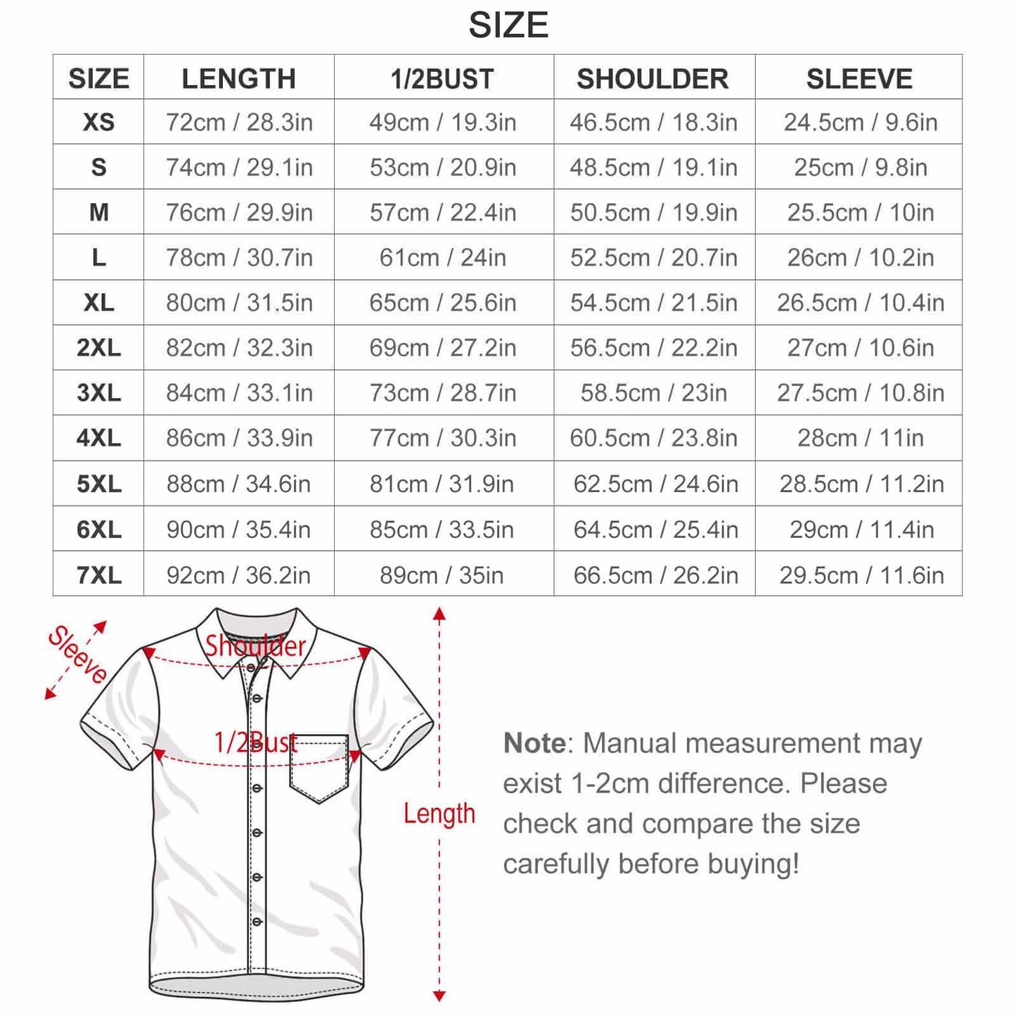 Spring Explosion Men's Short Sleeve Button down Shirt with Pocket(XS-7XL)