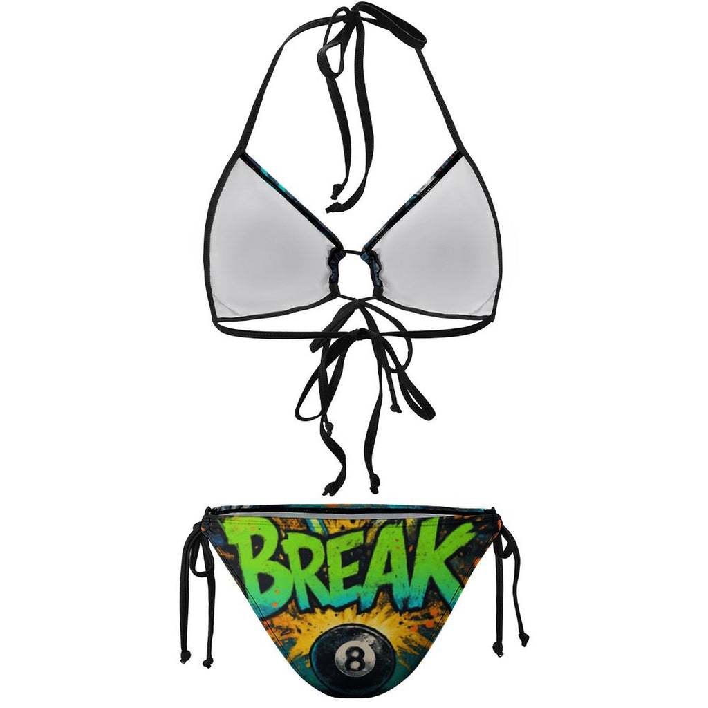 Chalked Up – Women’s Tie-Front Halter Bikini Set | “Head Down / Stay Sharp” Edition