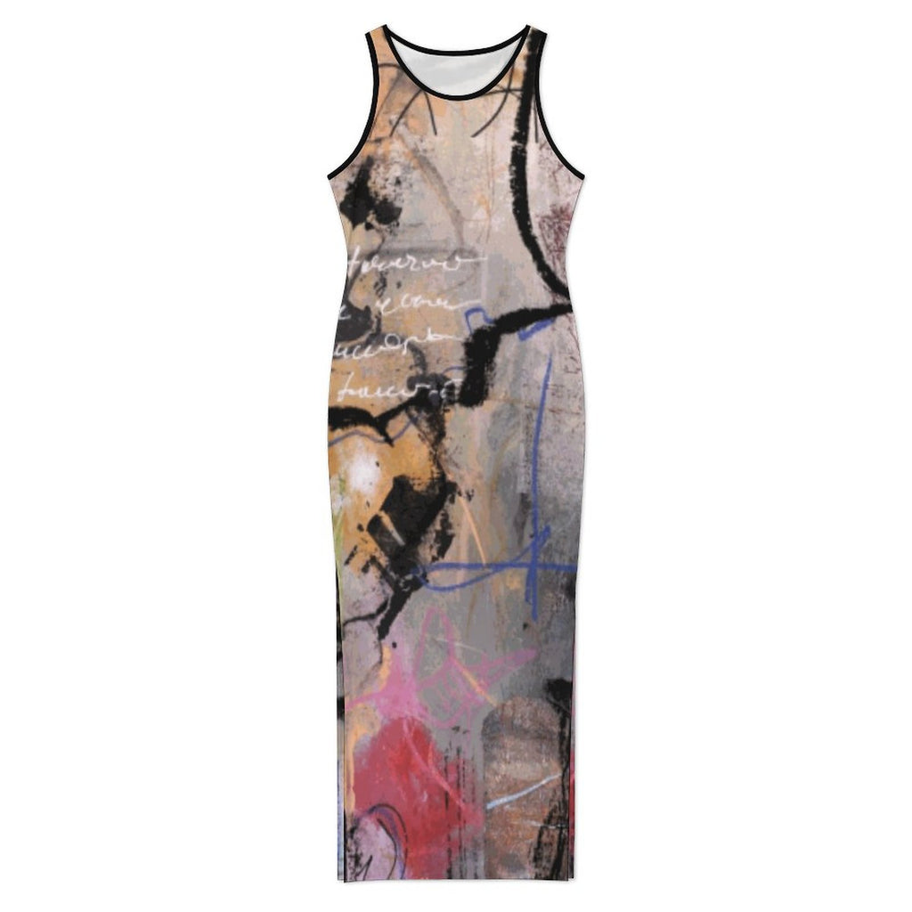 City Collection - Women's Slit Fitted Camisole Cheongsam Dress