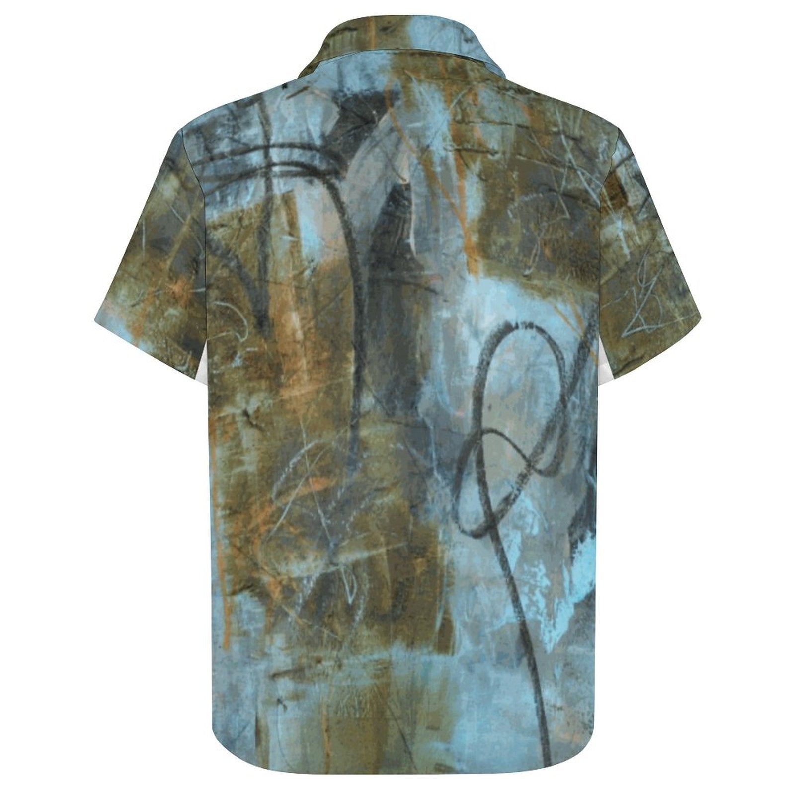 Blue Felt Men's Short Sleeved Shirt with Front Pocket