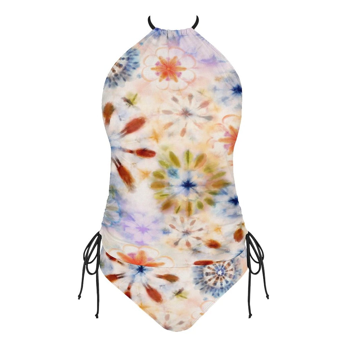 2-Piece Women's Tankini Set with High Neck Halter Top(All-Over Printing)