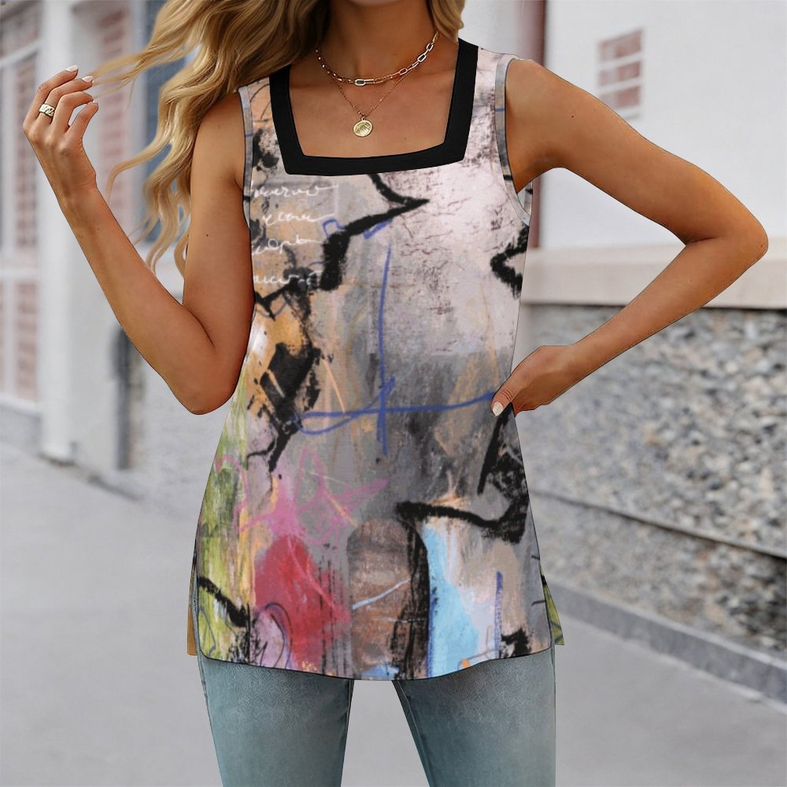 City Collection - Women's Square Neck Crop Tank T