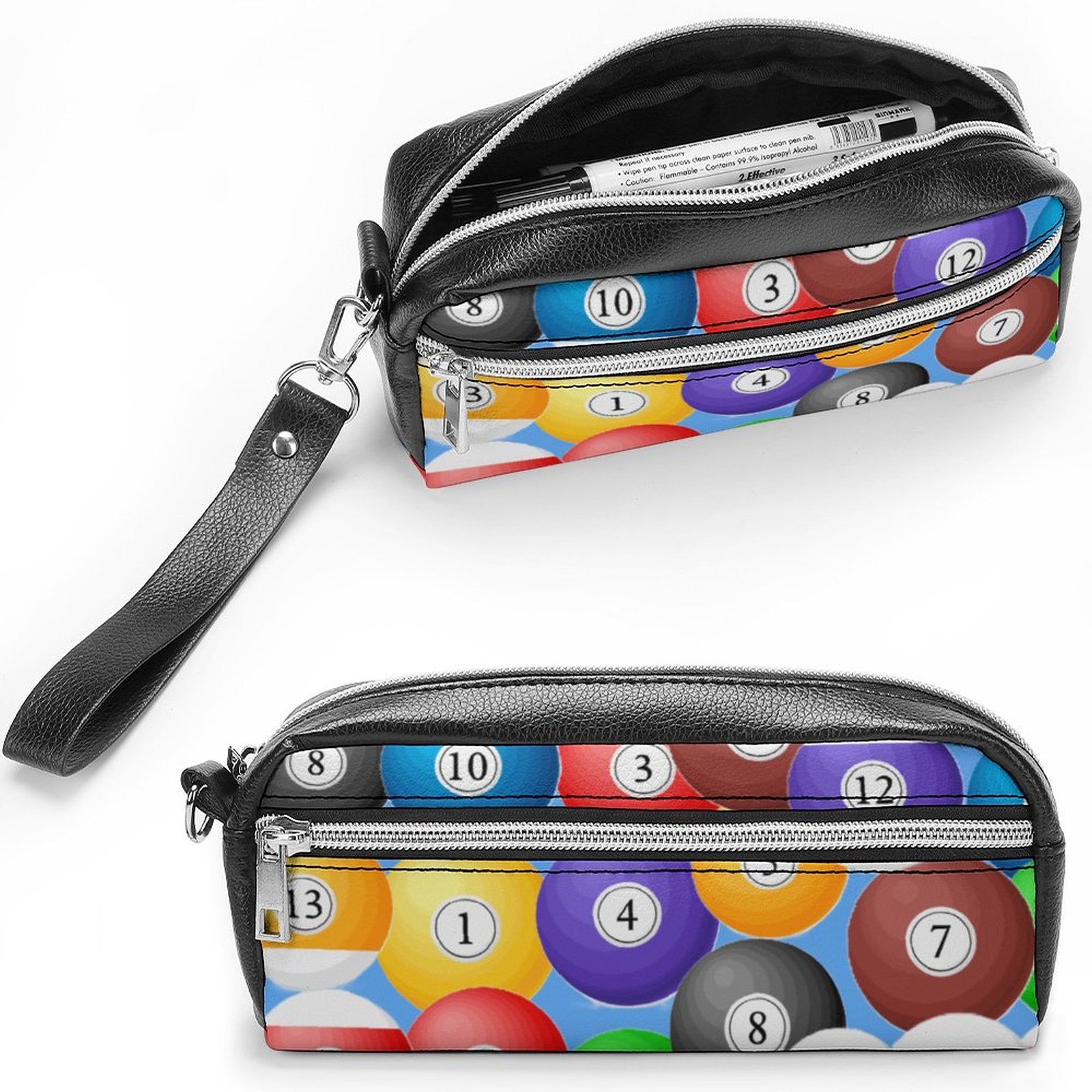 Pool Balls Collection: Versatile Cosmetic Bag & Pencil Case Pouch