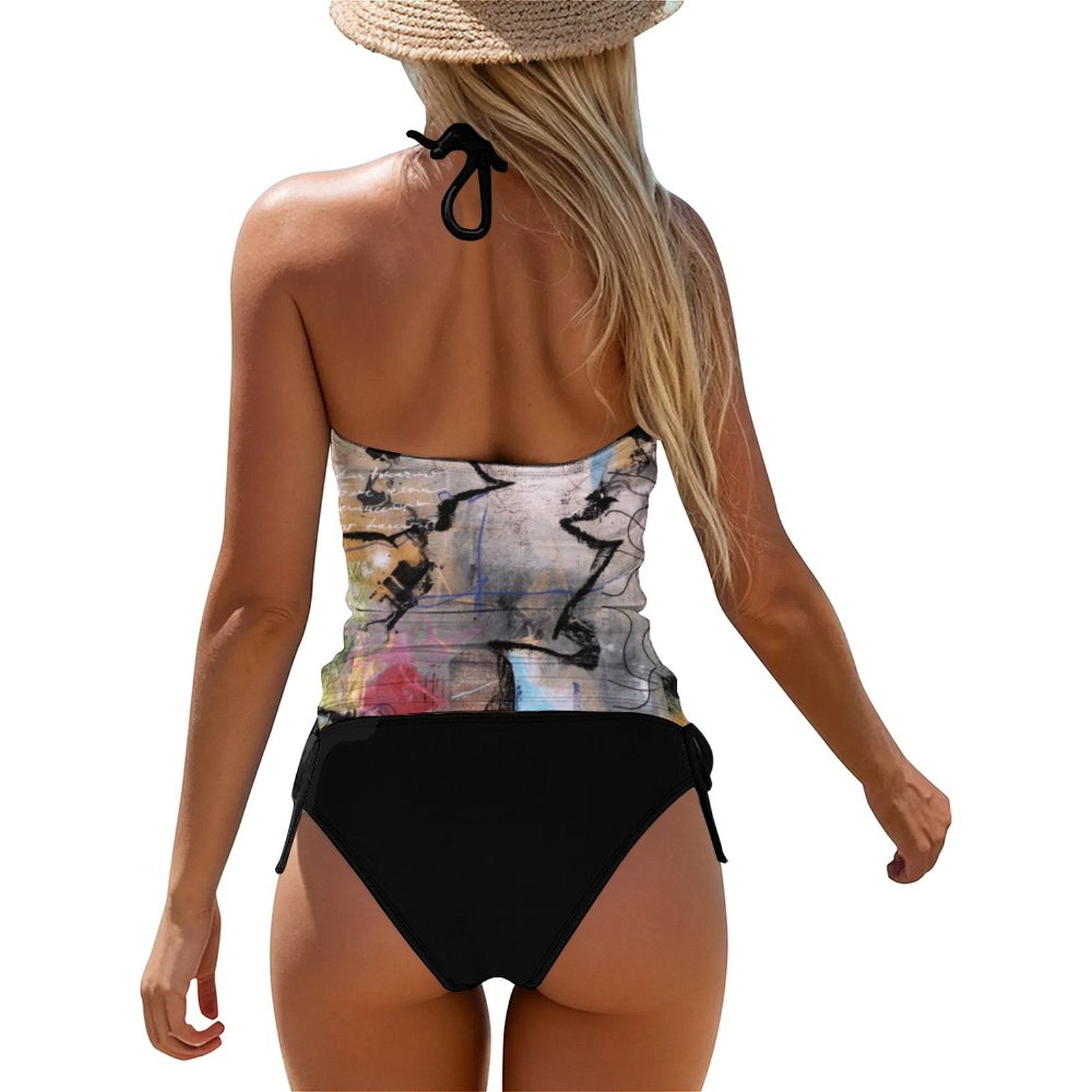 City Collection - 2-Piece Women's High-Neck Halter Tankini Set