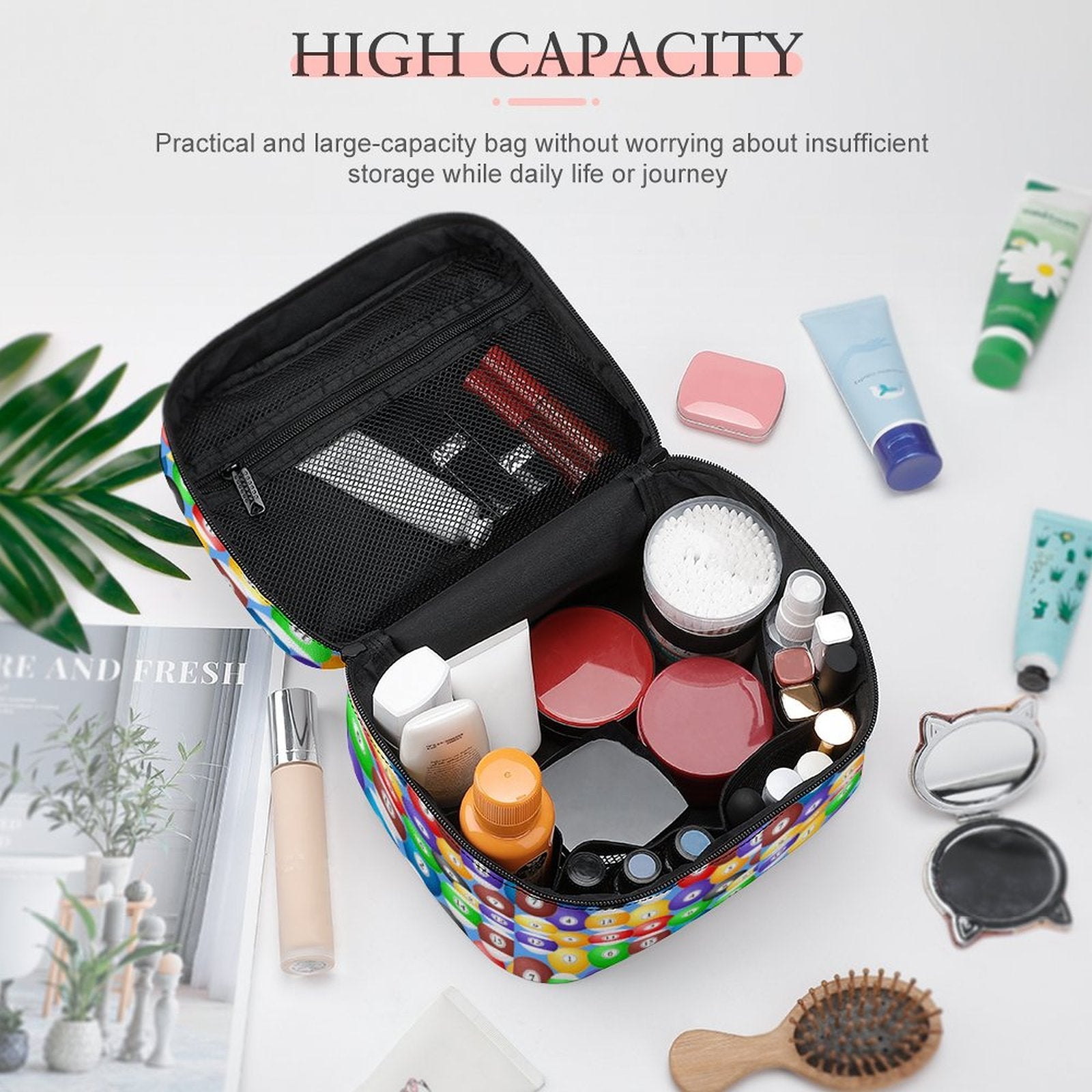 Pool Balls Collection:  Make-up bag with Pool Ball Pattern