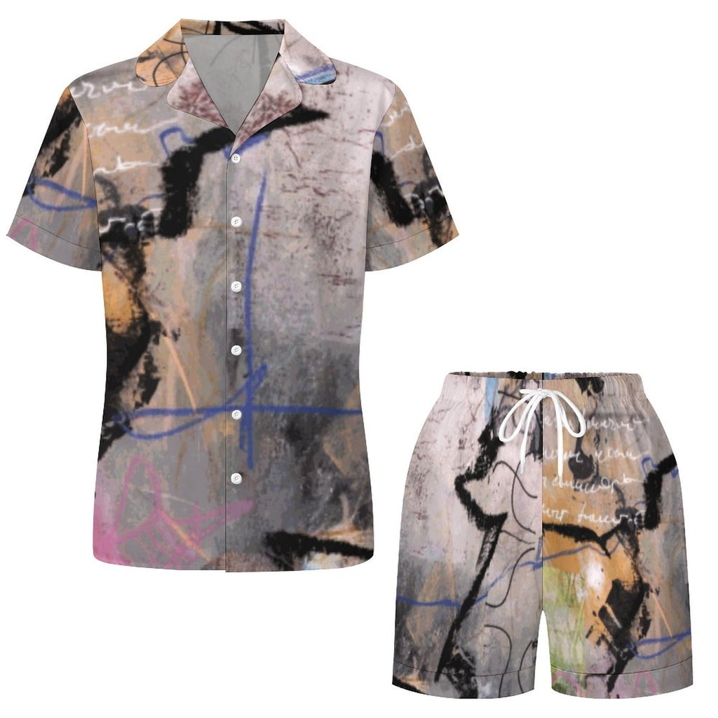 City Collection - Women's Satin Pajama Set (Worn-Effect)