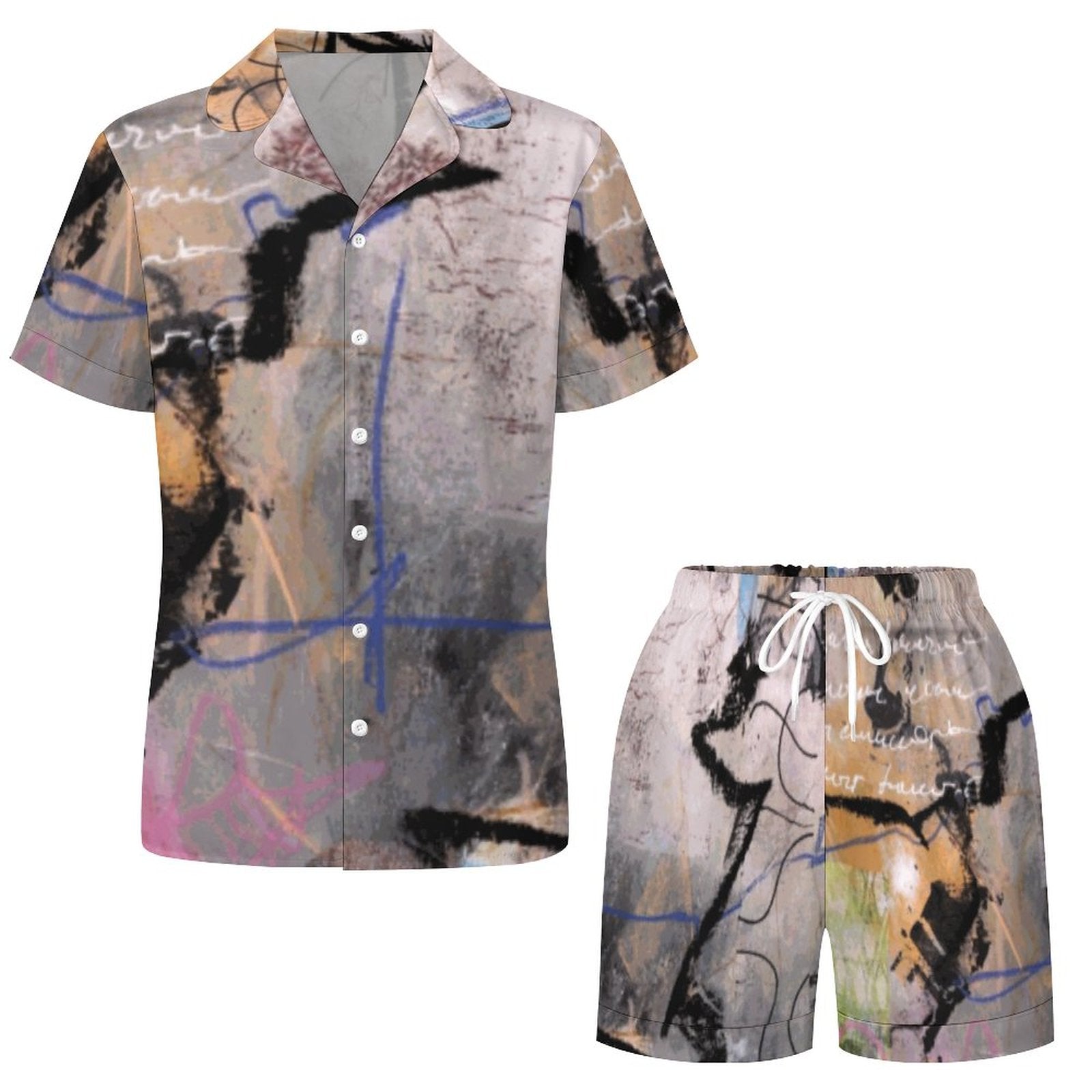 City Collection - Women's Satin Pajama Set (Worn-Effect)