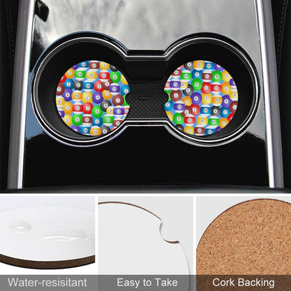 Poolball Wooden Car Coaster – Cup Holder Protector Set