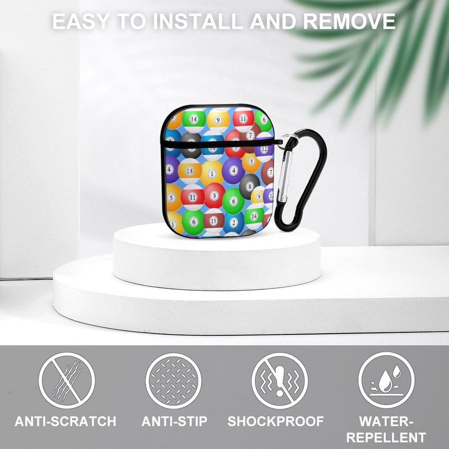 Poolballs AirPods Case – Protective PC Cover with Keychain (AirPods 1 & 2)