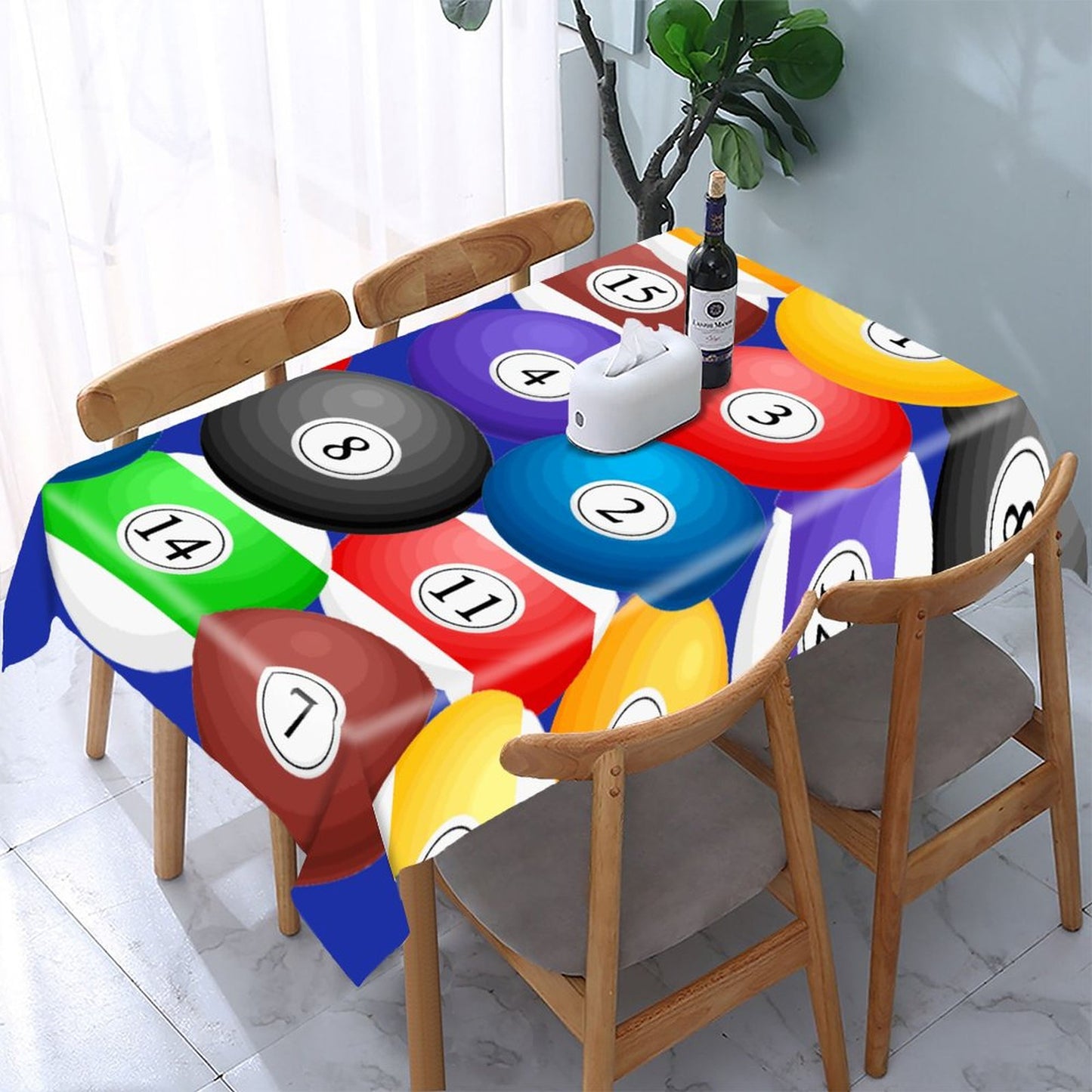 Poolball Rectangular Tablecloth – Billiards-Inspired Table Cover