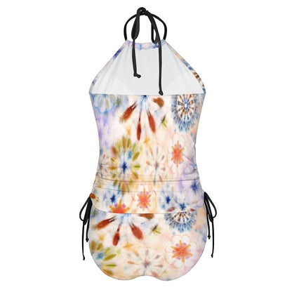 2-Piece Women's Tankini Set with High Neck Halter Top(All-Over Printing)