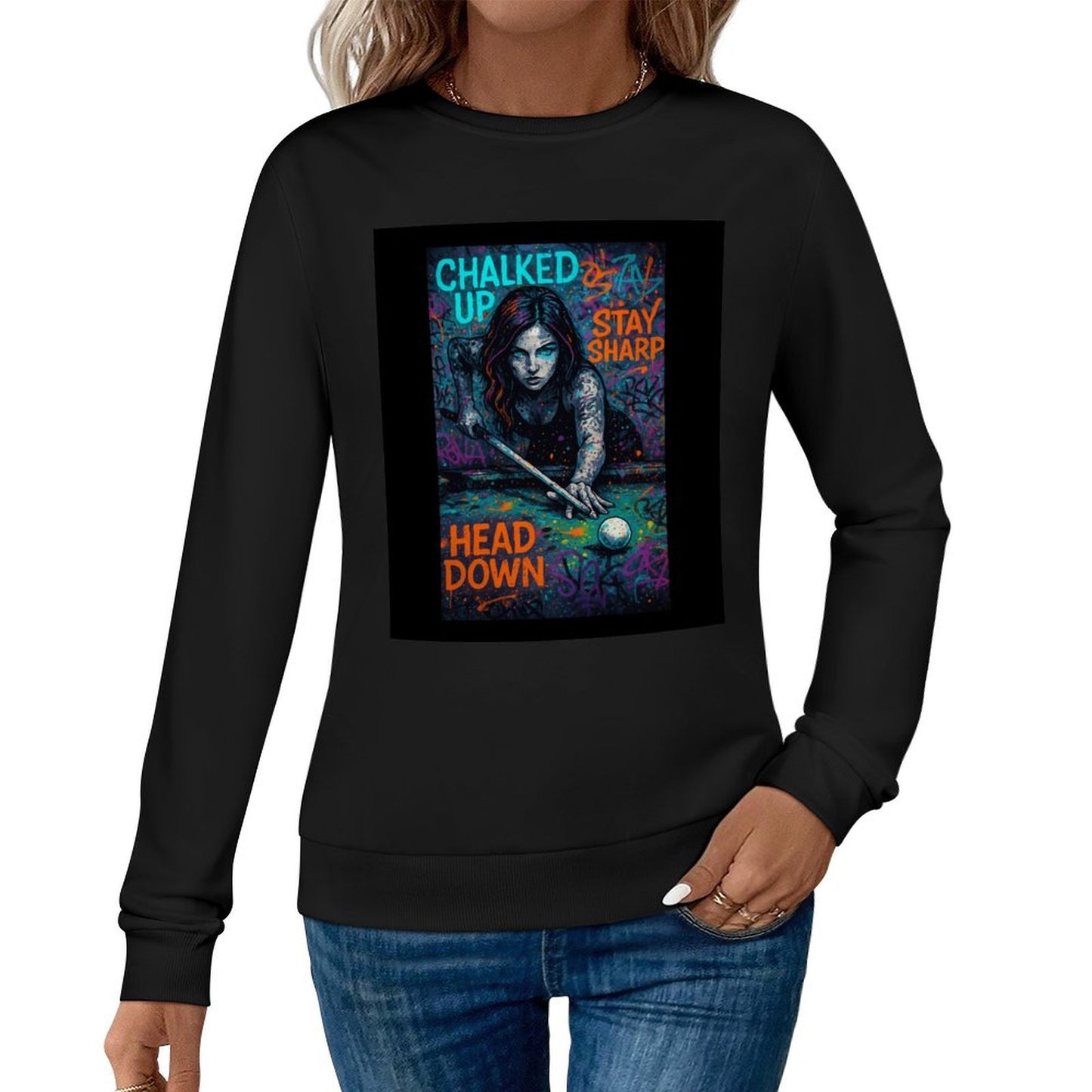 Chalked Up Women’s Printed Cotton Sweatshirt – Front Graphic