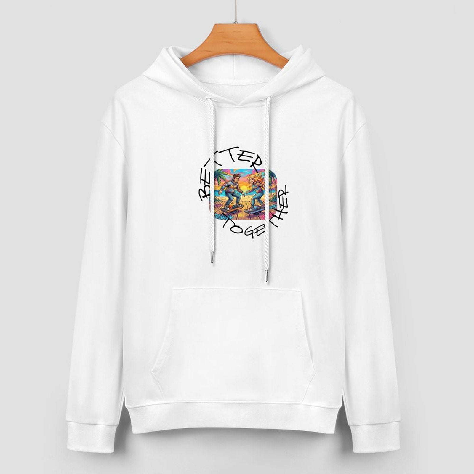One  Wheel Love.  Cotton Hoodie with Pocket