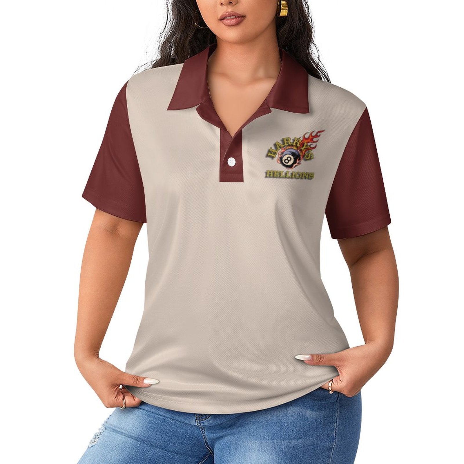 Harry's Hellions Women’s Polo Shirt – Performance Fit, V-Neck, Versatile Style