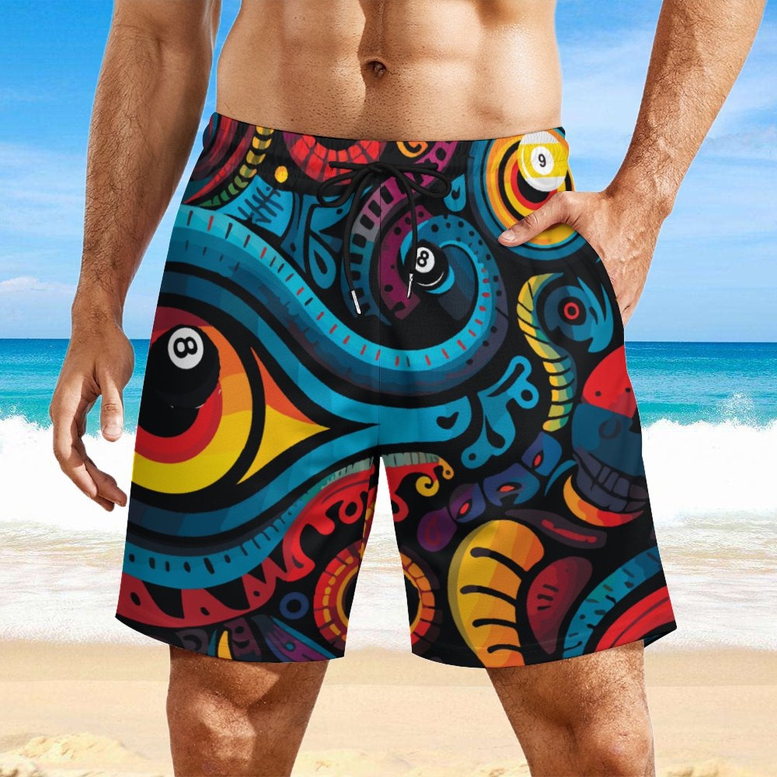 Dead Stroke Men's Beach Shorts with 4 Pockets