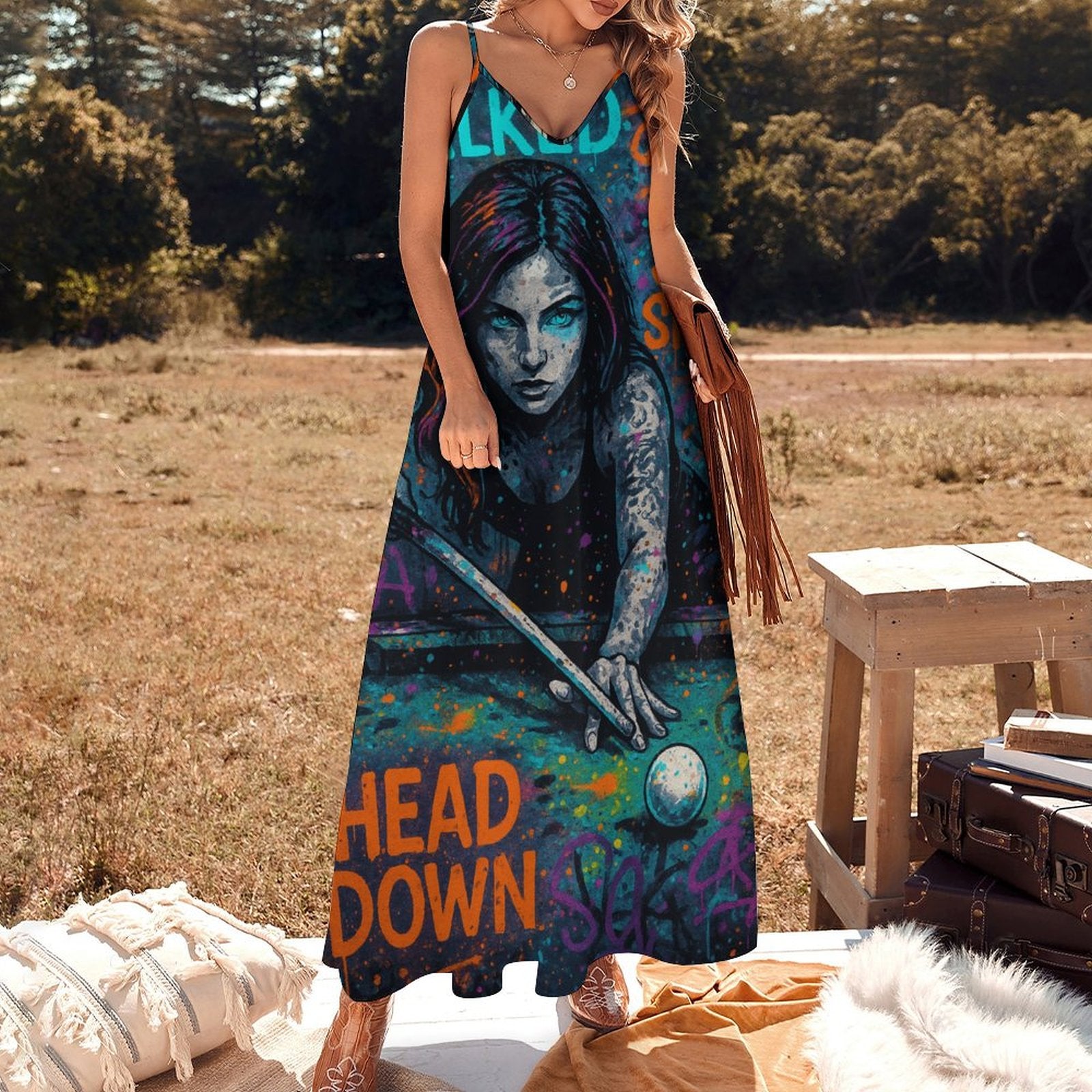 Chalked Up Ankle-length Slip Dress