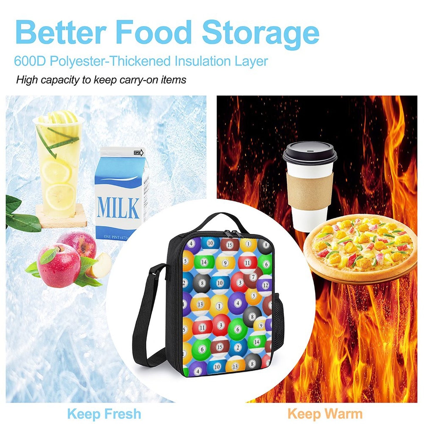 Insulated Lunch Bag with 600D Polyester
