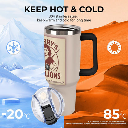 40oz Insulated Tumbler with Handle and Straw