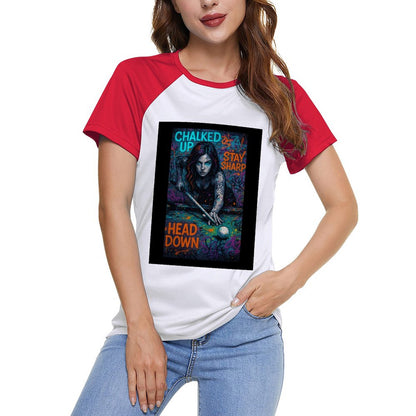 Chalked Up – Women’s Pool Player Graphic Raglan Tee